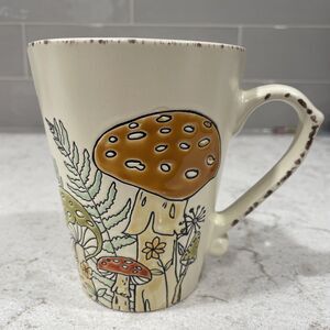 FALL GARDEN MUSHROOM Spectrum Designz 17oz Latte Mug Retro Colors Plants NEW